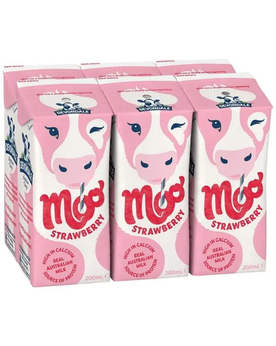 Devondale UHT Moo Strawberry Lait 200mL 6 Pack