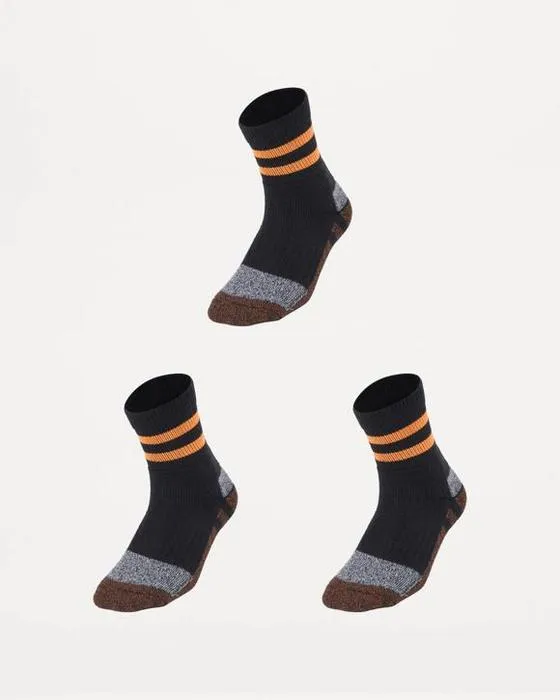 Chaussettes d'équipage de 3 paquets de coton Quarter