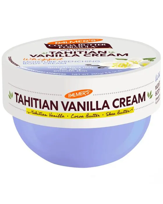 Crème pour le corps de Palmer Tahitien Vanilla crème 250g - Vitamine E, Vanille de Tahitien, Beurre de karité et Formule de beurre de cacao