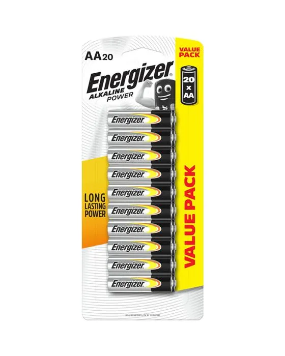 20 Pack Energizer AA piles de puissance alcalines