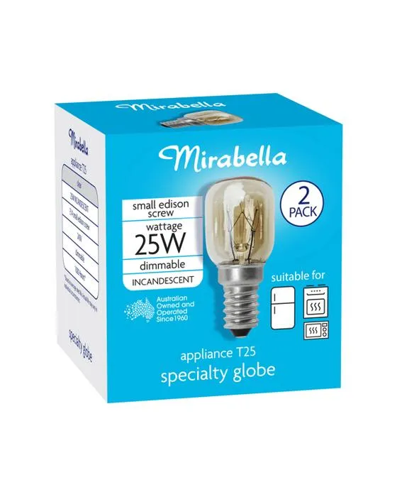 2 Pack I006875 Mirabella Appliance Pilot 25W Petit ampoule à vis Edison