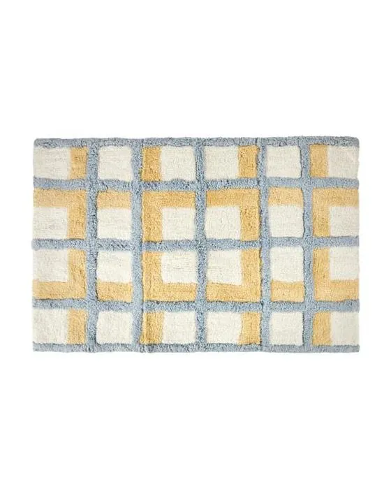 Vérifiez le tapis de bain - Bleu et jaune