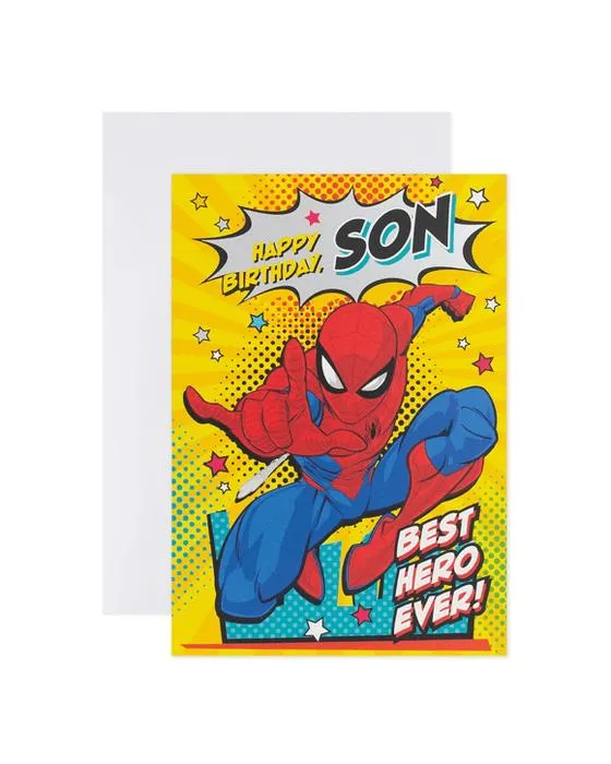 Connexions de Hallmark Spider-Man Carte d'anniversaire - Joyeux anniversaire fils, Meilleur héros jamais!