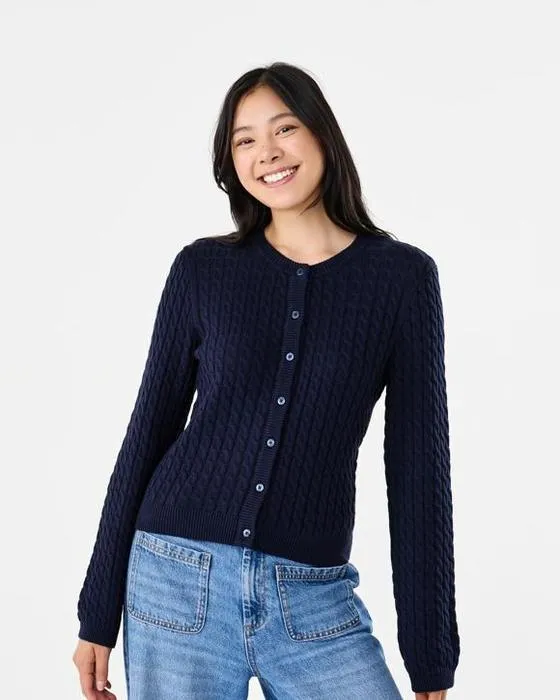 Long manche Cardigan de câble léger