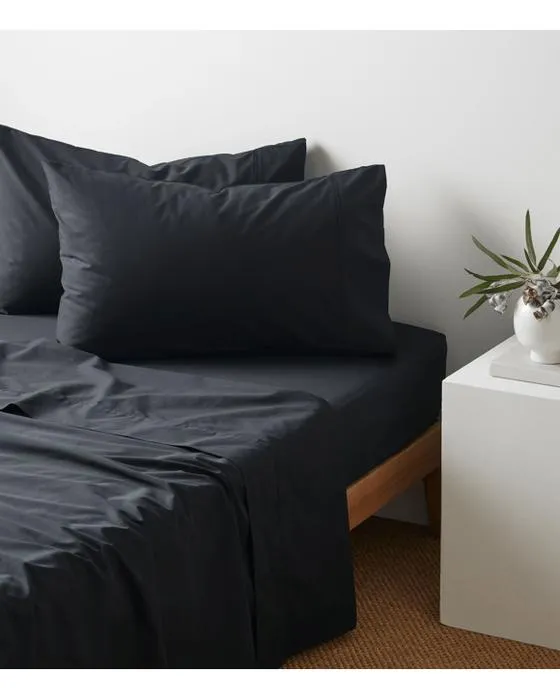 Cible coton australien 250 fils de filet de la feuille plate - lit double - noir
