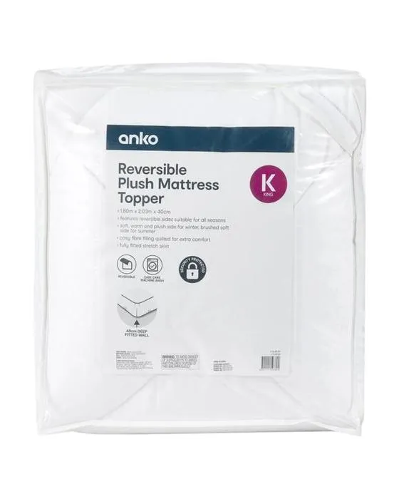 Réversible Matelas en peluche Topper - Lit King, Blanc