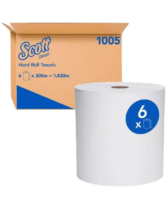 Scott serviette à main en rouleau dur 20cm x 305m 6 Pack