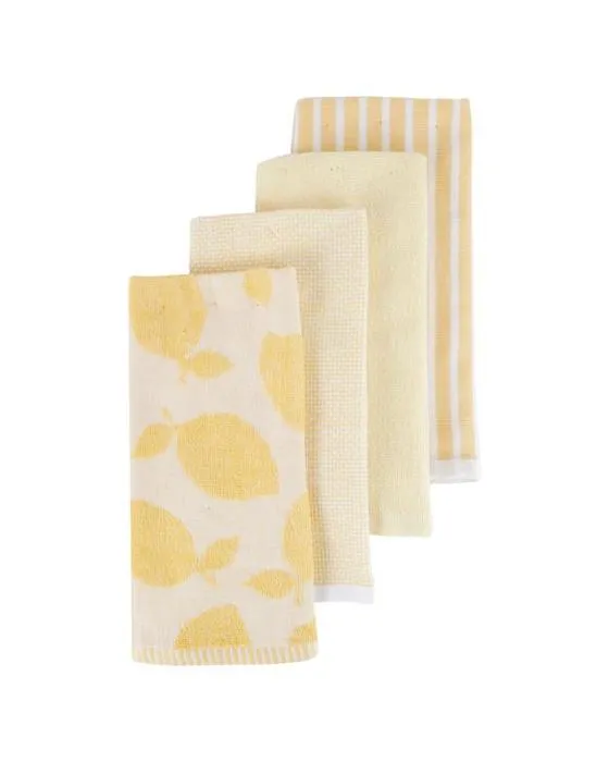 4 packs de serviettes à thé jaune citron Terry