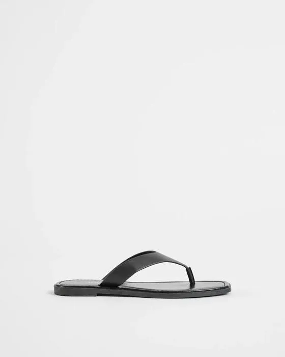 Cible femme véritable cuir Thongs carrés d'orteil