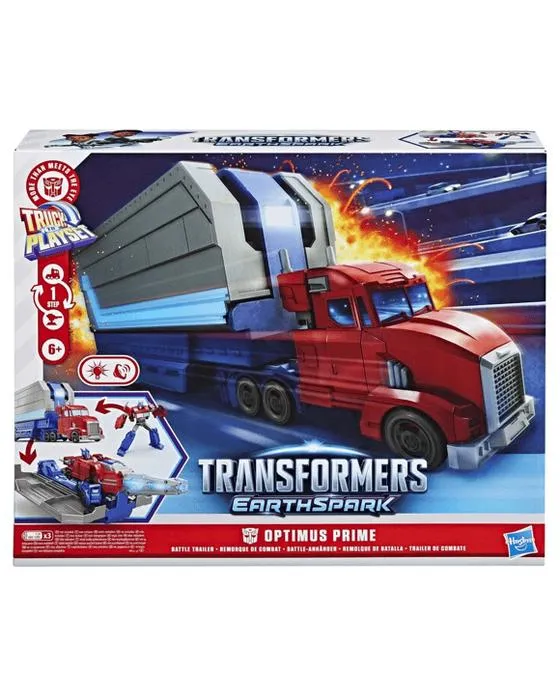 13cm Transformers EarthSpark Optimus Premier Bataille Trailer Camion pour jouer