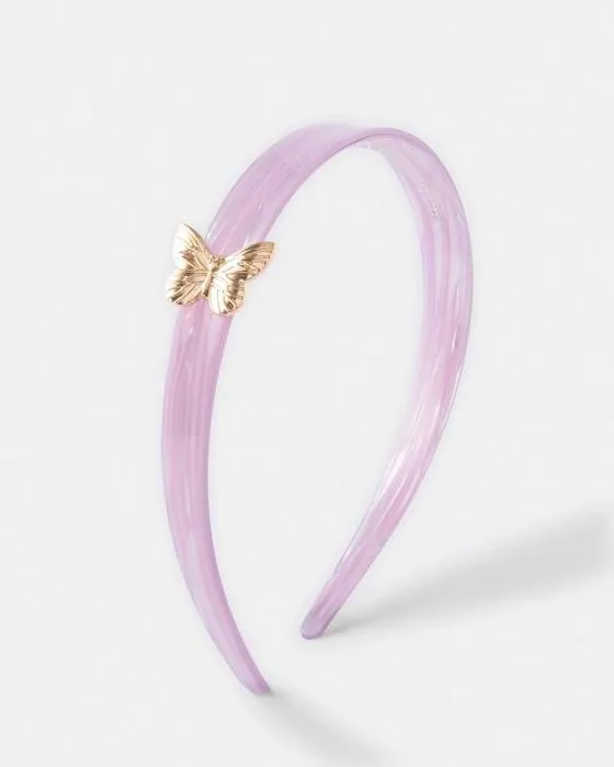 Bandeau de papillon d'acétate - rose et or