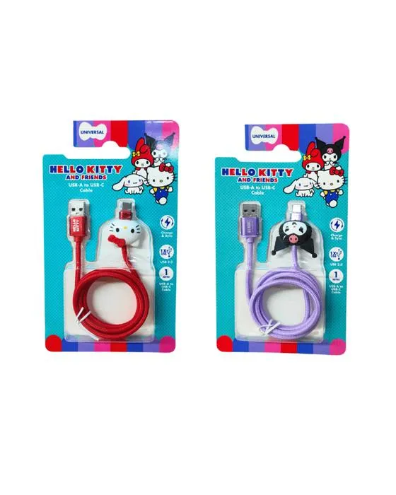 Bonjour Kitty et amis USB-A à USB-C câble de recharge - Assortiment