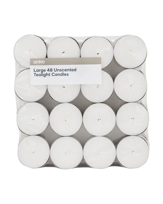 48 Pack Bougies de lumière du thé non parfumées - Grande
