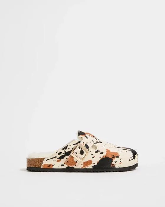 Cible femme Naylah véritable suède fourrure en cuir doublée de liège moulé Mule