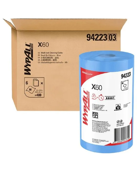WyPall X60 Petit rouleau Wipes 80 Feuille 6 Pack