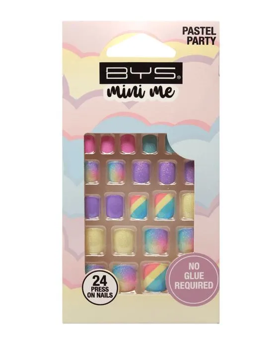 BYS Mini Me 24 Pack Presse sur les ongles - Party pastel, forme carrée