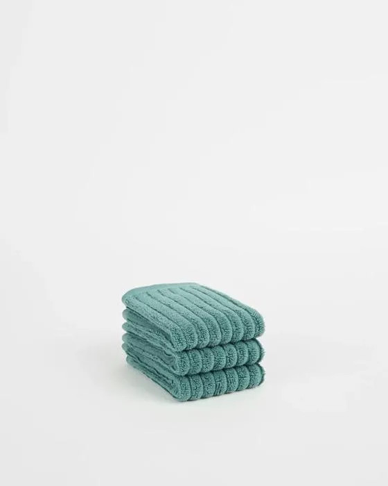 Cible Dylan Australian Cotton Rib 3 Pack Visage Washer - Bleu