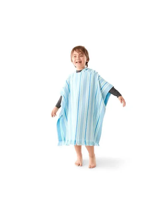 Serviette de plage à capuche en coton pour enfants - Bleu