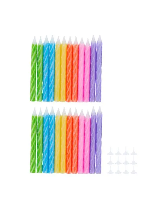 24 Pack Bougies rayées couleur arc-en-ciel