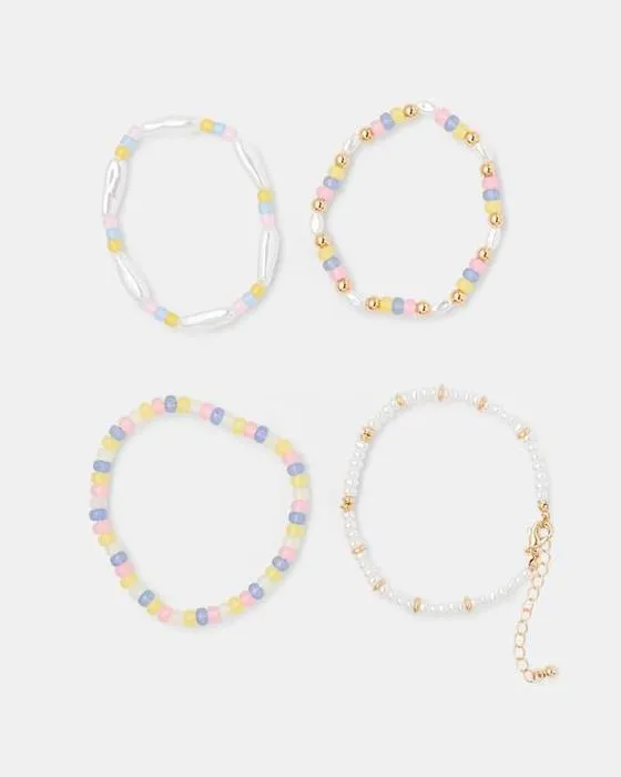 4 Pack Bracelets de perles faux