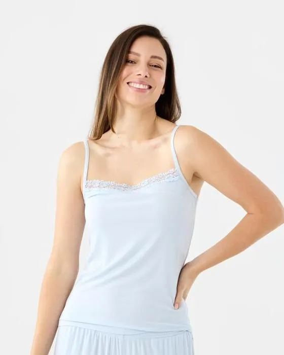 Cami de la dentelle de la côte viscose