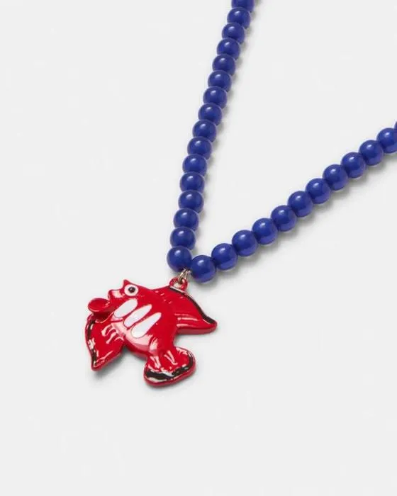 Collier en perles de poisson - Bleu et Rouge