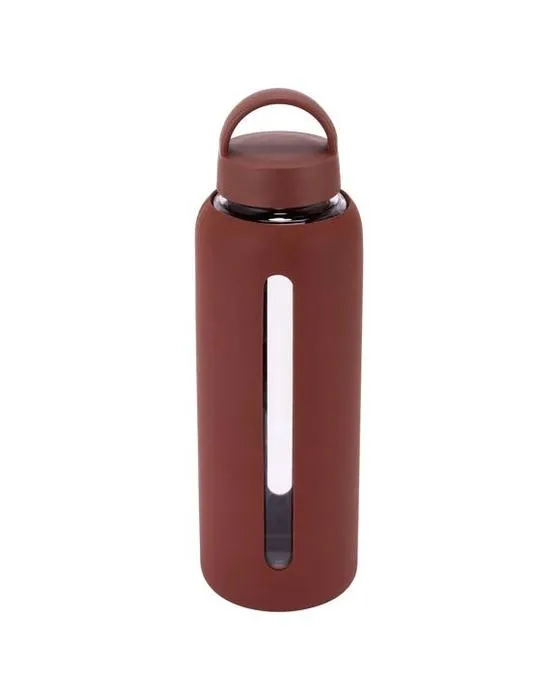 Bouteille en verre 1L avec enroulement en silicone - Chocolat
