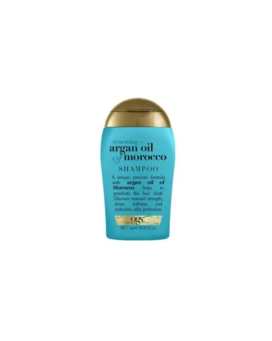Objectif OGX Renouveler + Réparation et Shine Argan huile du Maroc Shampooing pour cheveux secs et endommagés 88.7ml - Bleu