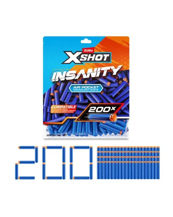 200 pièces Zuru X-Shot Insanity Air Pocket Technologie fléchettes Recharge
