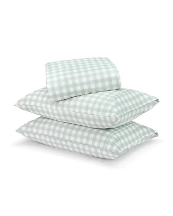 Ensemble de feuille de feuille de coton Gingham - Lit King, Sage