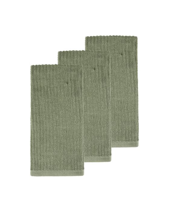 3 Packs de serviettes de thé Terry vert côtelé Fern