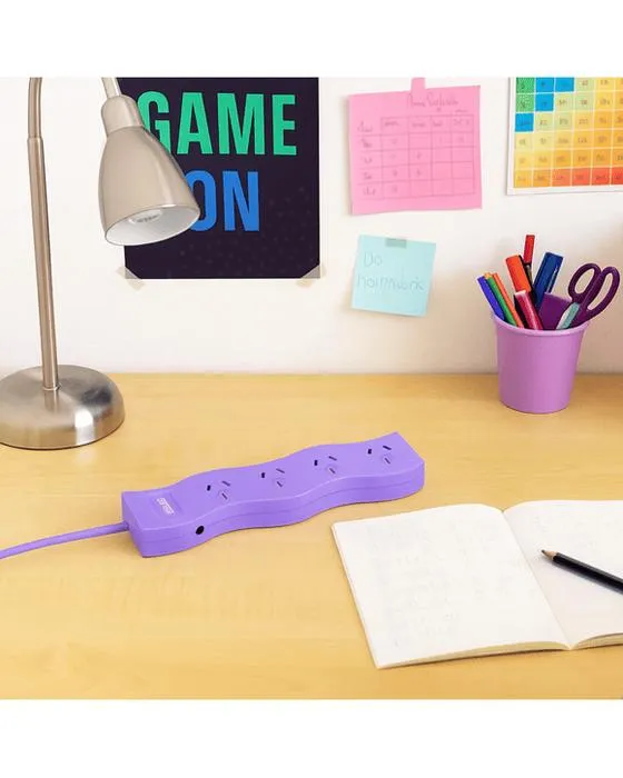 Arlec 4 sortie Zig Zag Powerboard protégé sur charge - Lilac - Violet