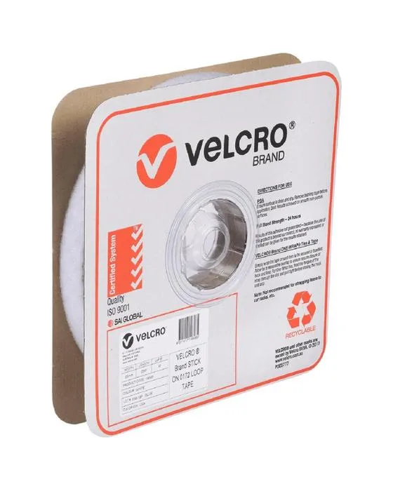 VELCRO Marque boucle seulement bandes 25mm x 25m blanc