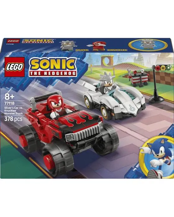 Voiture LEGO Sonic Silver contre camion Monster de Knuckles 77118