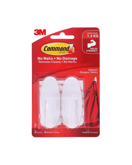 Crochet de montage 3M Designer - Blanc - Gris