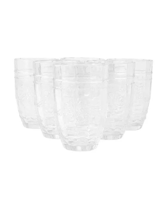 6 Verres à haute boule d'ornate clairs