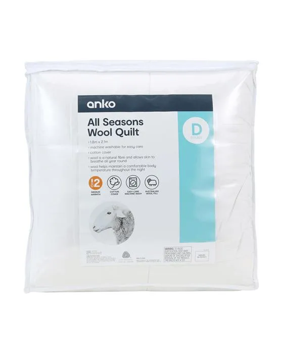 Chaud moyen Toutes les saisons Laine Quilt - Lit double, Blanc