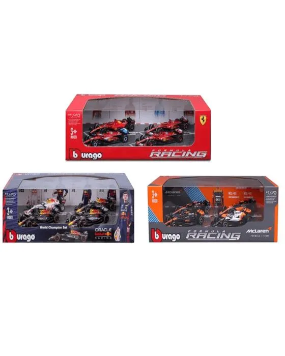 Pack cadeau de voiture de course de Formule 4 pièces Bburago 1:43 - Assortiment