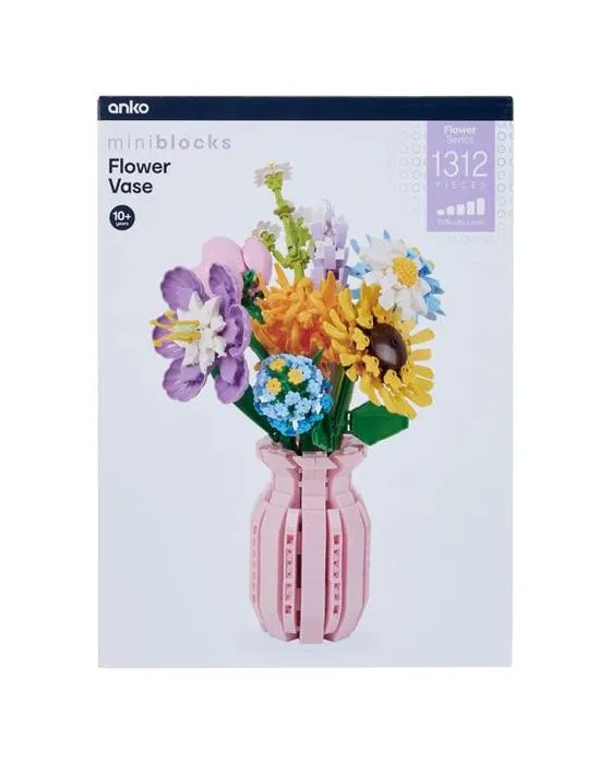 Série de fleurs de Mini blocs 1312 pièces: Vase de fleurs