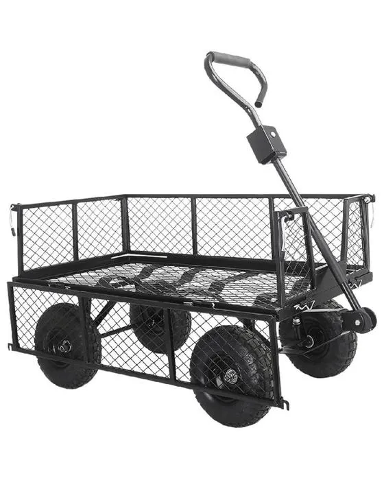 Rhino Steel Utility Cart Noir Bureau de stockage et de sécurité Accessoires Étapes et échelles Nettoyage Cart