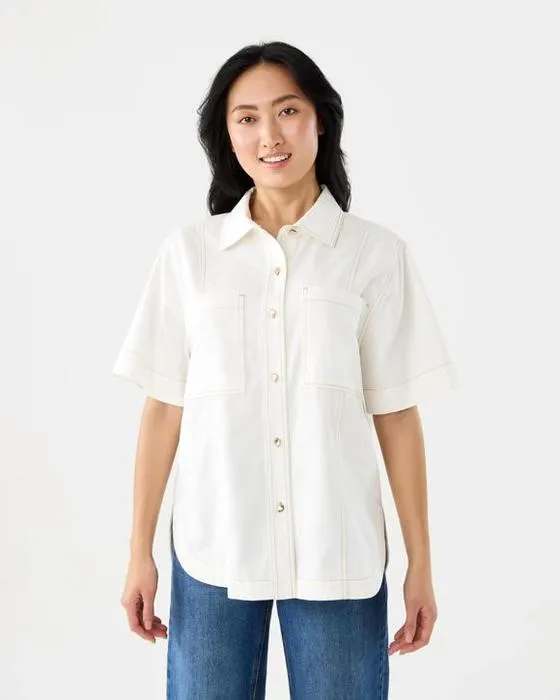 Chemise à manches courtes en denim