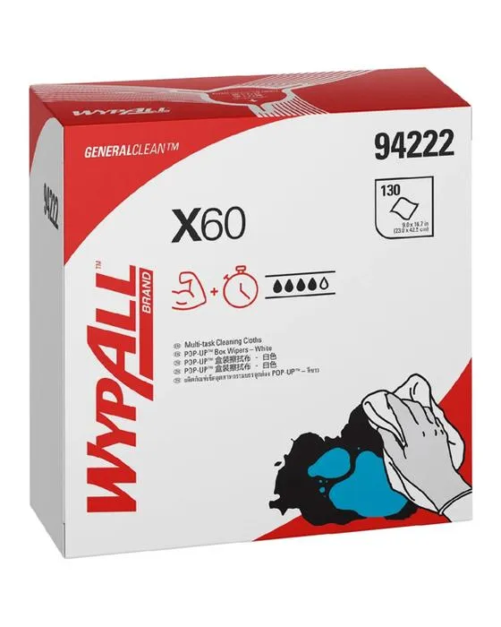 Wypall X60 Boîte à pop-up Éclat Blanc 130 Pack