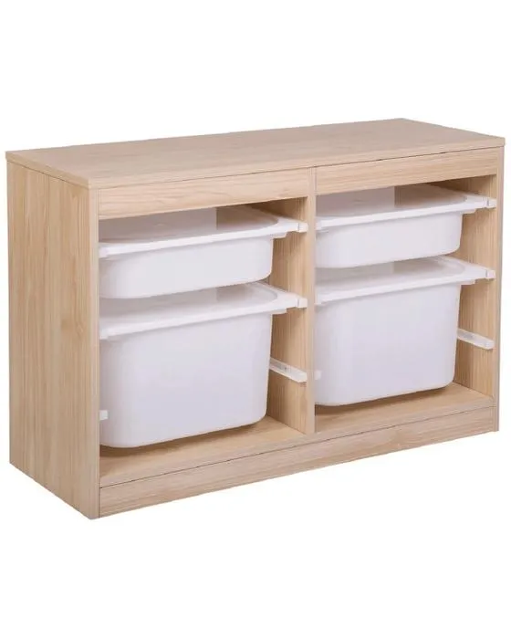 Unité de stockage large Kadink w/ 2 Grandes / 2 Tubes Med et Lids Chêne