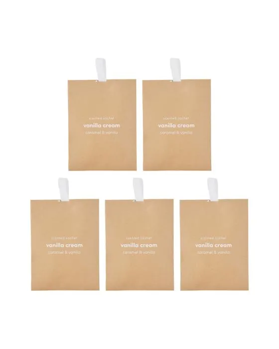 Sachets parfumés à la crème de vanille de 5 pièces - Caramel et Vanilla