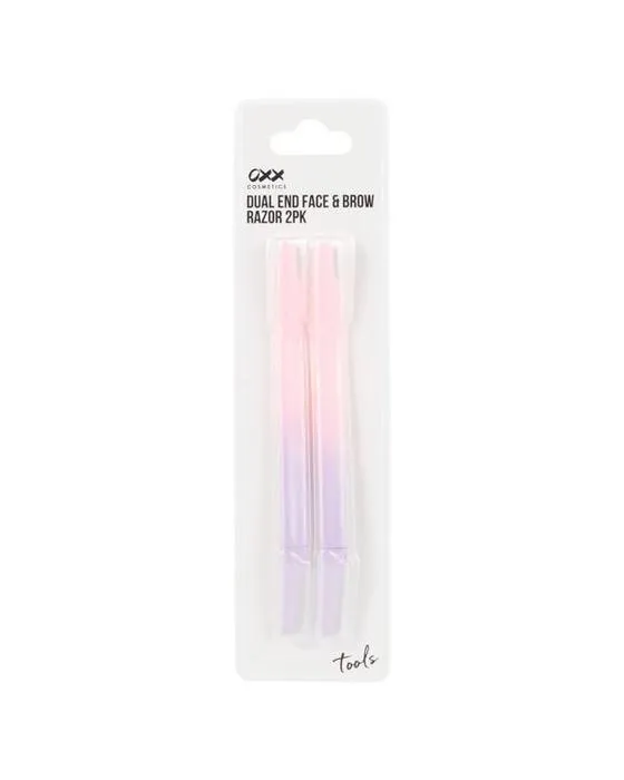 OXX Cosmétiques 2 Pack Double Fin visage et sourcils Razor - Rose et Violet