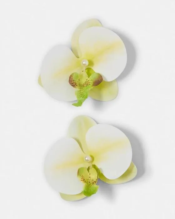 2 Pack de clips de cheveux d'orchidée blanche