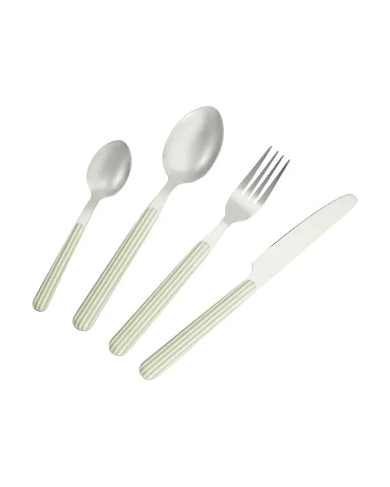 Ensemble de couverts à rayures de sauge 16 pièces