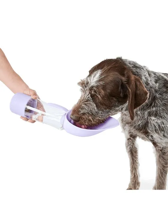 Bouteille de voyage pour animaux de compagnie avec porte-repas - Lilac