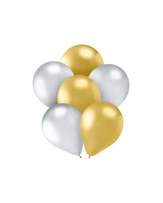 12 pièces Ballons en or et argent Chrome