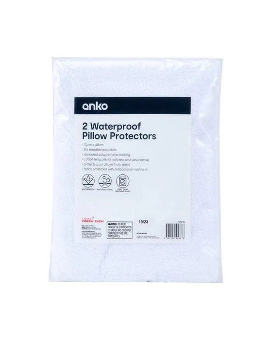 2 Pack imperméables protecteurs d'oreiller - Blanc